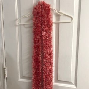 Handmade pink/white fuzzy scarf